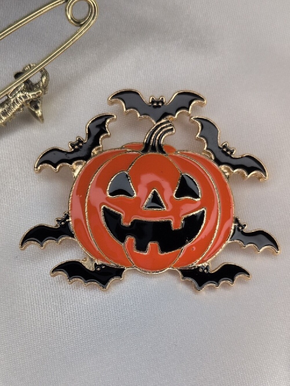 Halloween Brooch Pin Lot 5pc Witch Spider Skeleton Pumpkin Jack O Lantern - Picture 6 of 7